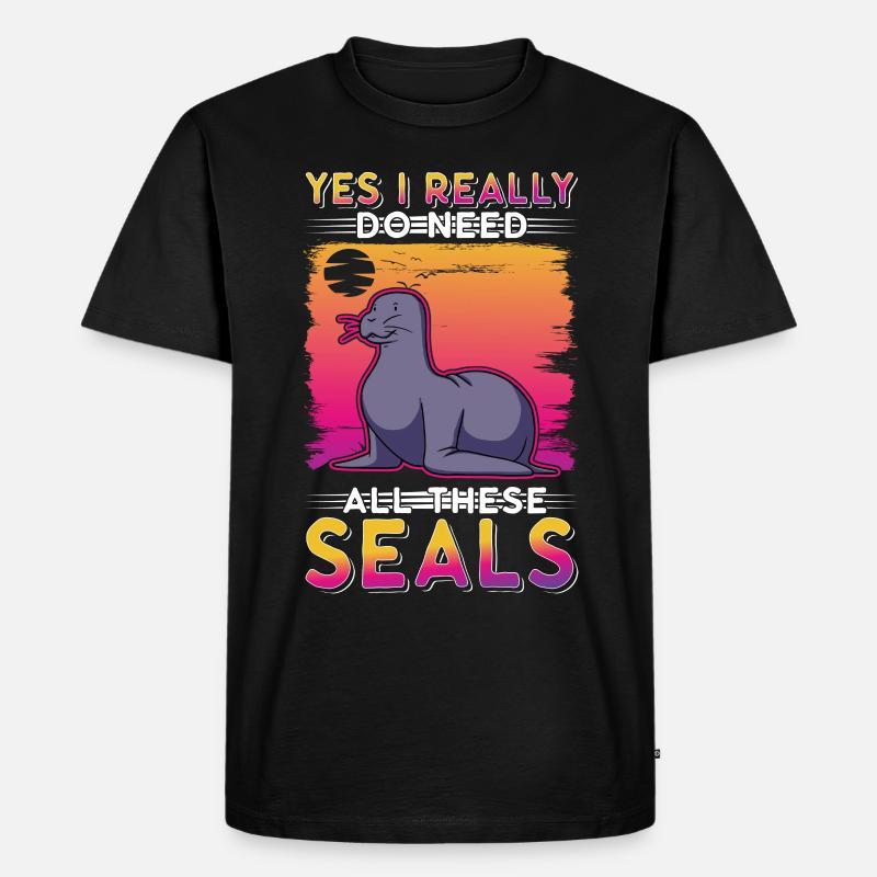 Robbe Geschenk Seehund Seelöwe - Männer Premium Bio T-Shirt - Schwarz