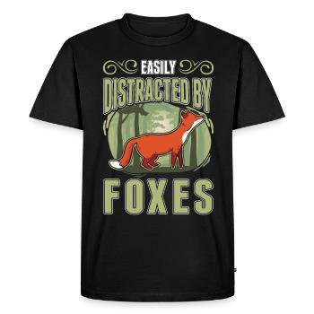 Easily distracted by Foxes Fuchs - Men's Premium Organic T-Shirt - black - Front - Nico (187cm)