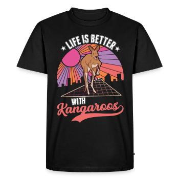 Life is better with a kangaroo - Men's Premium Organic T-Shirt - black - Front - Nico (187cm)