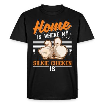 La maison est l’endroit où se trouve mon poulet en soie - T-shirt Premium bio Homme - noir - Devant - Nico (187cm)