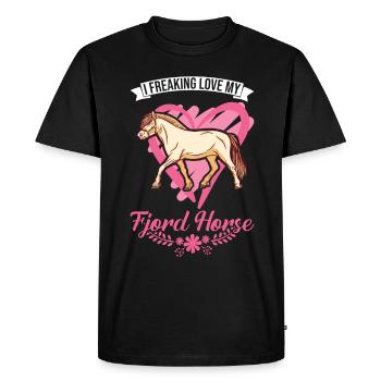 Cheval du fjord Cheval norvégien Cheval du fjord - T-shirt Premium bio Homme - noir - Devant - Nico (187cm)