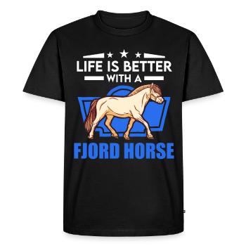 La vie est meilleure avec un cheval du fjord - T-shirt Premium bio Homme - noir - Devant - Nico (187cm)