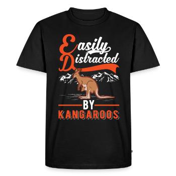 Easily distracted by Kangaroos Kangaroo - Men's Premium Organic T-Shirt - black - Front - Nico (187cm)