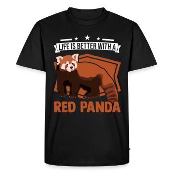 La vie est meilleure avec un panda roux - T-shirt Premium bio Homme - noir - Devant - Nico (187cm)