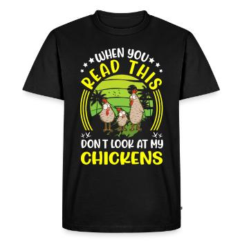 Poulets Élevage de poulets Éleveur de poulet - T-shirt Premium bio Homme - noir - Devant - Nico (187cm)
