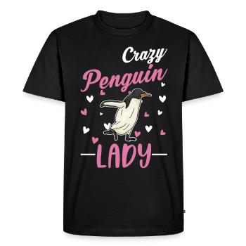 Crazy Penguin lady Pinguin - Men's Premium Organic T-Shirt - black - Front - Nico (187cm)