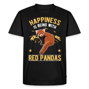Ours chat chanceux panda roux - T-shirt Premium bio Homme - noir - Devant - Nico (187cm)