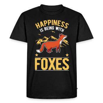 Happiness is being with Foxes Fuchs - Men's Premium Organic T-Shirt - black - Front - Nico (187cm)