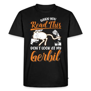 Gerbille Cadeau Rat de course mongol Gerbille - T-shirt Premium bio Homme - noir - Devant - Nico (187cm)