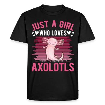 Axolotl Girl Tailed Amphibian - T-shirt Premium bio Homme - noir - Devant - Nico (187cm)