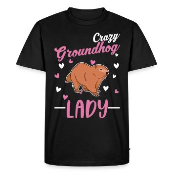 Marmotte folle Femme Crazy Groundhog dame - T-shirt Premium bio Homme - noir - Devant - Nico (187cm)