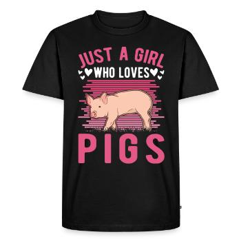 Pig Girls Pig Farmer - Men's Premium Organic T-Shirt - black - Front - Nico (187cm)