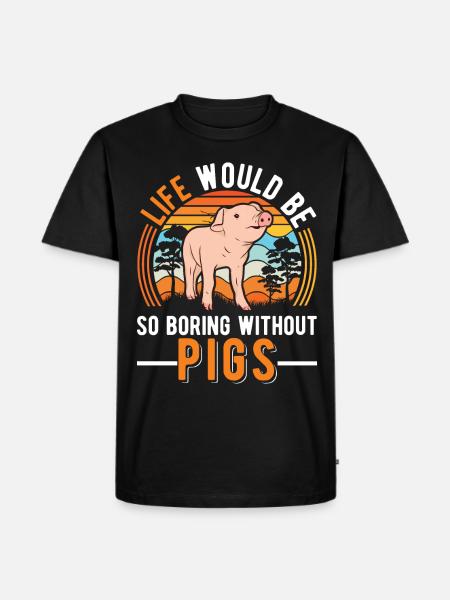 Pig Gift Farmer Pig - Men's Premium Organic T-Shirt - black