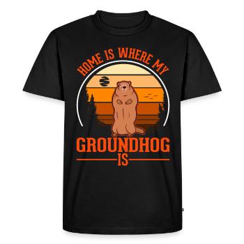 Groundhog Home Groundhog Day Marmot - Men's Premium Organic T-Shirt - black - Front - Nico (187cm)
