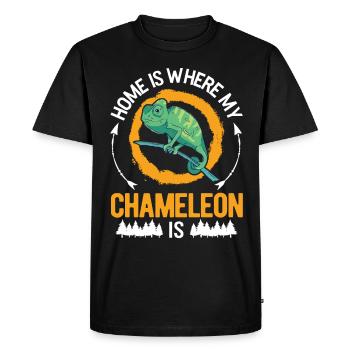 Caméléon Accueil Caméléon - T-shirt Premium bio Homme - noir - Devant - Nico (187cm)