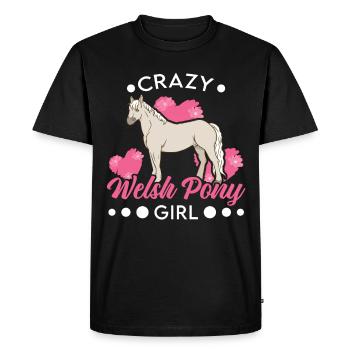 Crazy Welsh Pony Girl - Men's Premium Organic T-Shirt - black - Front - Nico (187cm)