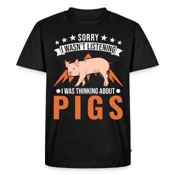 Porcs Éleveur Porcs - T-shirt Premium bio Homme - noir - Devant - Nico (187cm)
