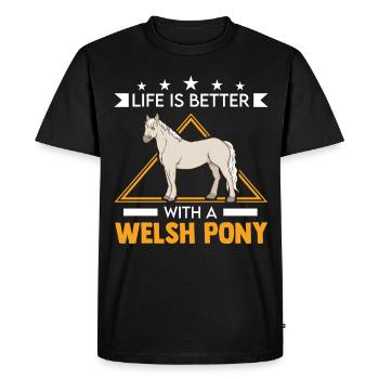 La vie est meilleure avec mon poney gallois - T-shirt Premium bio Homme - noir - Devant - Nico (187cm)