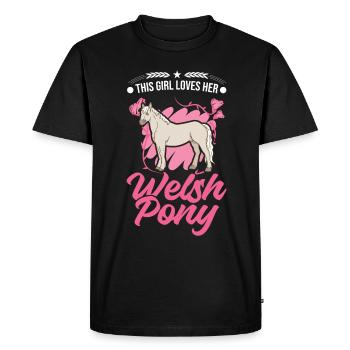 Welsh Pony Girl - Men's Premium Organic T-Shirt - black - Front - Nico (187cm)