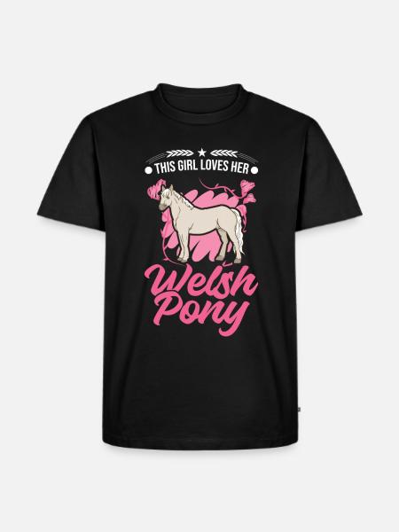 Welsh Pony Mädchen - Männer Premium Bio T-Shirt - Schwarz