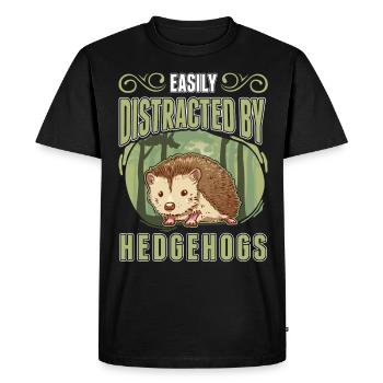 Easily distracted by Hedgehogs Igel - Men's Premium Organic T-Shirt - black - Front - Nico (187cm)