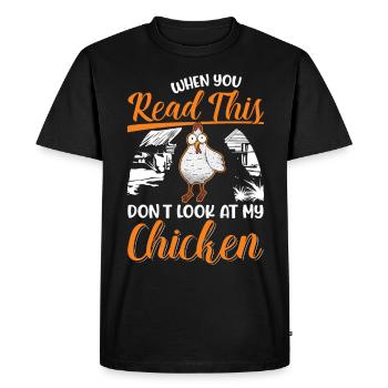 Poulets Élevage de poulets Éleveur de poulet - T-shirt Premium bio Homme - noir - Devant - Nico (187cm)