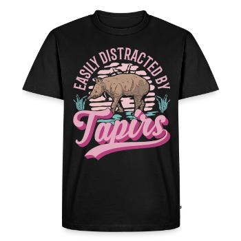 Facilement distrait par les tapirs - T-shirt Premium bio Homme - noir - Devant - Nico (187cm)