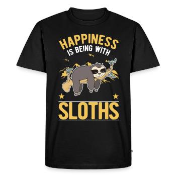 Sloth Luck Sloth - Men's Premium Organic T-Shirt - black - Front - Nico (187cm)