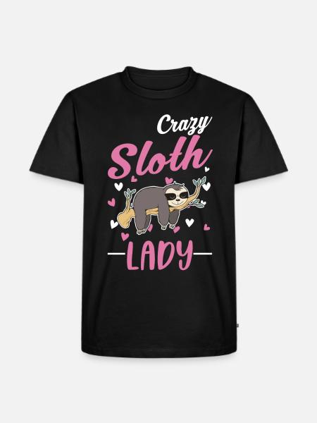 Verrückte Faultier Frau - Männer Premium Bio T-Shirt - Schwarz