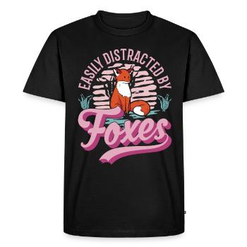 Easily distracted by Foxes Fuchs - Men's Premium Organic T-Shirt - black - Front - Nico (187cm)