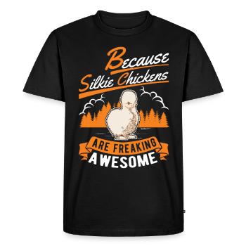 Parce que les poulets Silkie sont géniaux - T-shirt Premium bio Homme - noir - Devant - Nico (187cm)