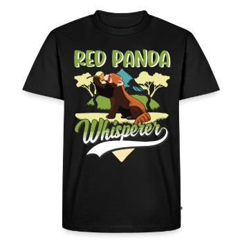 Red Panda Whisperer Cat Bear - Men's Premium Organic T-Shirt - black - Front - Nico (187cm)