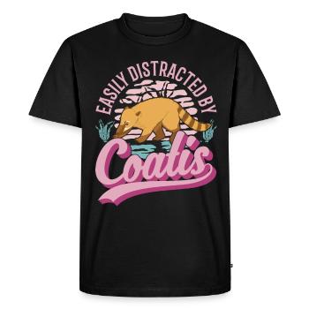 Easily distracted by Coatis coati - Men's Premium Organic T-Shirt - black - Front - Nico (187cm)