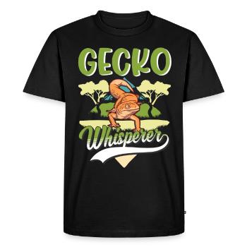 Gecko Whisperer Gecko Whisperer Leopard Gecko - Men's Premium Organic T-Shirt - black - Front - Nico (187cm)