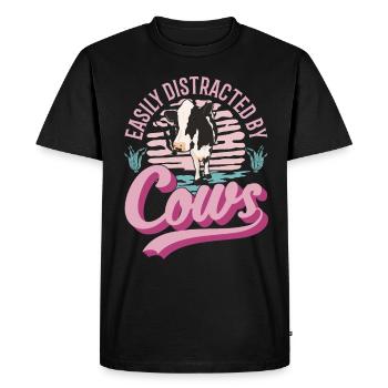 Easily distracted by Cows Cow Cattle Breeder Cow - Men's Premium Organic T-Shirt - black - Front - Nico (187cm)
