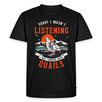 Avertissement éleveurs de cailles de pépinière - T-shirt Premium bio Homme - noir - Devant - Nico (187cm)