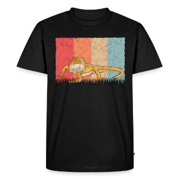 Bearded Dragon Retro - Men's Premium Organic T-Shirt - black - Front - Nico (187cm)