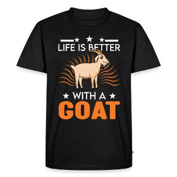 La vie est meilleure avec une chèvre - T-shirt Premium bio Homme - noir - Devant - Nico (187cm)