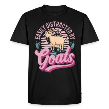 Facilement distrait par les chèvres Ziegenwirt Ziege - T-shirt Premium bio Homme - noir - Devant - Nico (187cm)