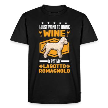 Lagotto Romagnolo et vin - T-shirt Premium bio Homme - noir - Devant - Nico (187cm)
