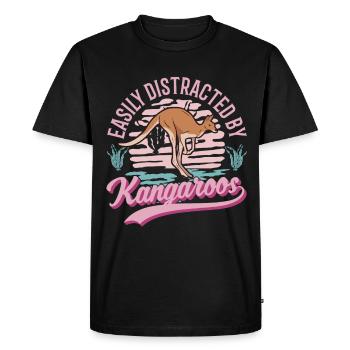 Easily distracted by Kangaroos Kangaroo - Men's Premium Organic T-Shirt - black - Front - Nico (187cm)