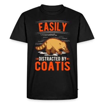 Easily distracted by Coatis Nasenbär - Men's Premium Organic T-Shirt - black - Front - Nico (187cm)