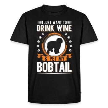 Bobtail et vin - T-shirt Premium bio Homme - noir - Devant - Nico (187cm)