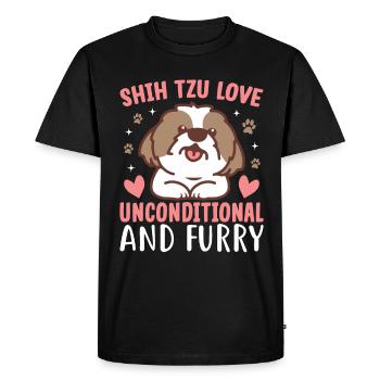 Shih Tzu Love unconditional and furry - Men's Premium Organic T-Shirt - black - Front - Nico (187cm)