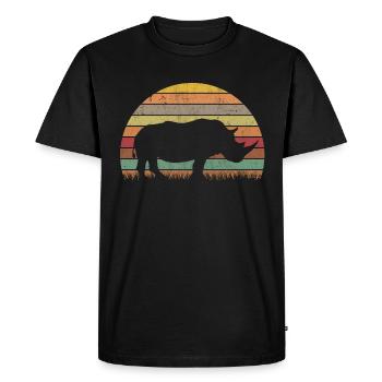 Nashorn Retro Rhino Vintage - Men's Premium Organic T-Shirt - black - Front - Nico (187cm)