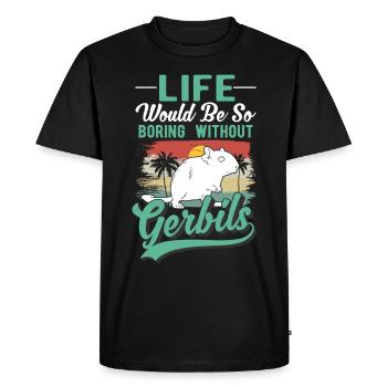 Gerbille Cadeau Rat de course mongol Gerbille - T-shirt Premium bio Homme - noir - Devant - Nico (187cm)