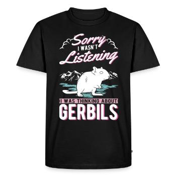 Gerbille Cadeau Rat de course mongol Gerbille - T-shirt Premium bio Homme - noir - Devant - Nico (187cm)