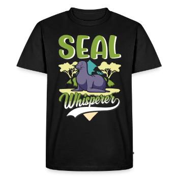Phoque chuchotant, phoque de mer, phoque, phoque - T-shirt Premium bio Homme - noir - Devant - Nico (187cm)