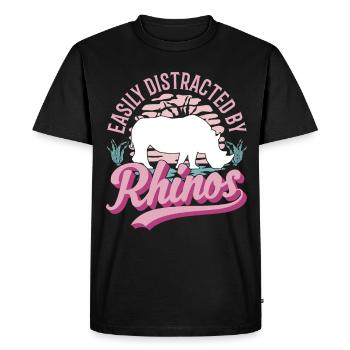 Easily distracted by Rhinos Nashorn - Men's Premium Organic T-Shirt - black - Front - Nico (187cm)