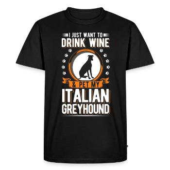 Lévrier italien et vin - T-shirt Premium bio Homme - noir - Devant - Nico (187cm)